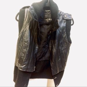 BCBG Maxazria GENUINE LEATHER Black vest